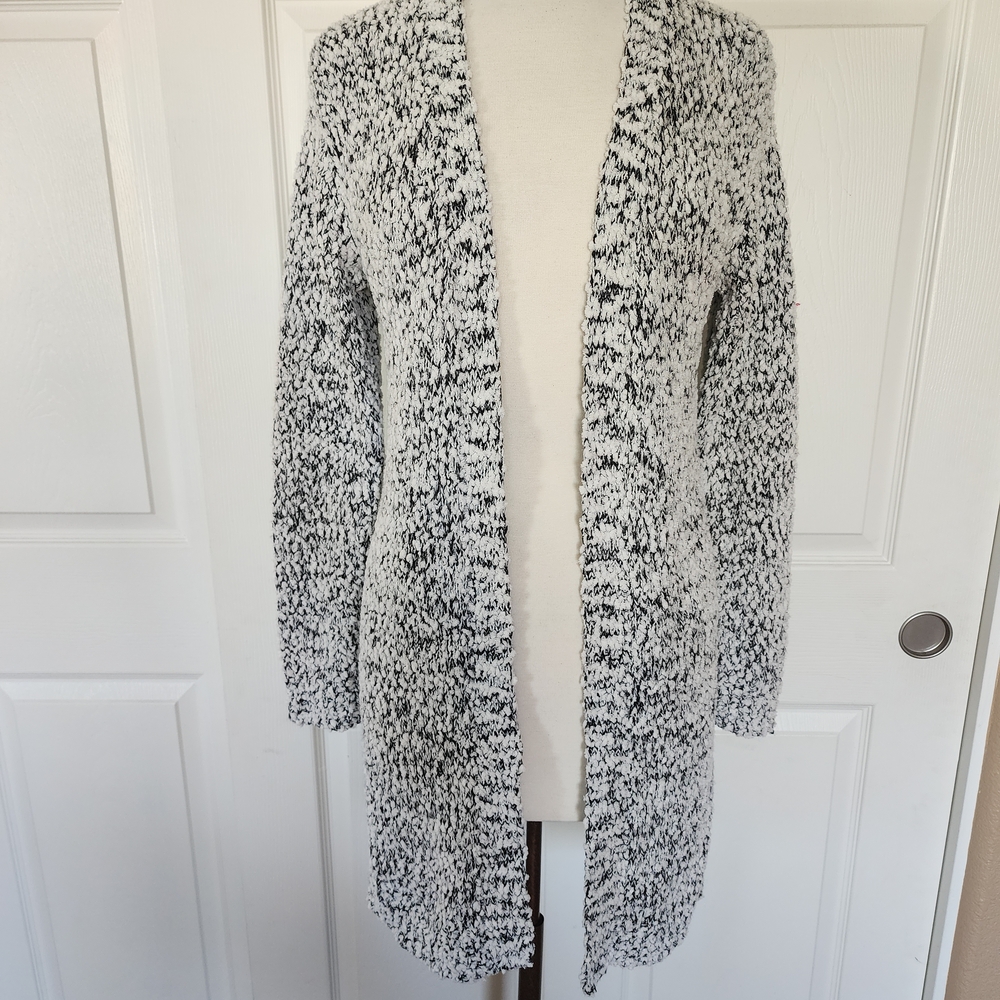 Elegant Black and White Knit Cardigan